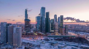 莫斯科冬季早晨的城市天际线