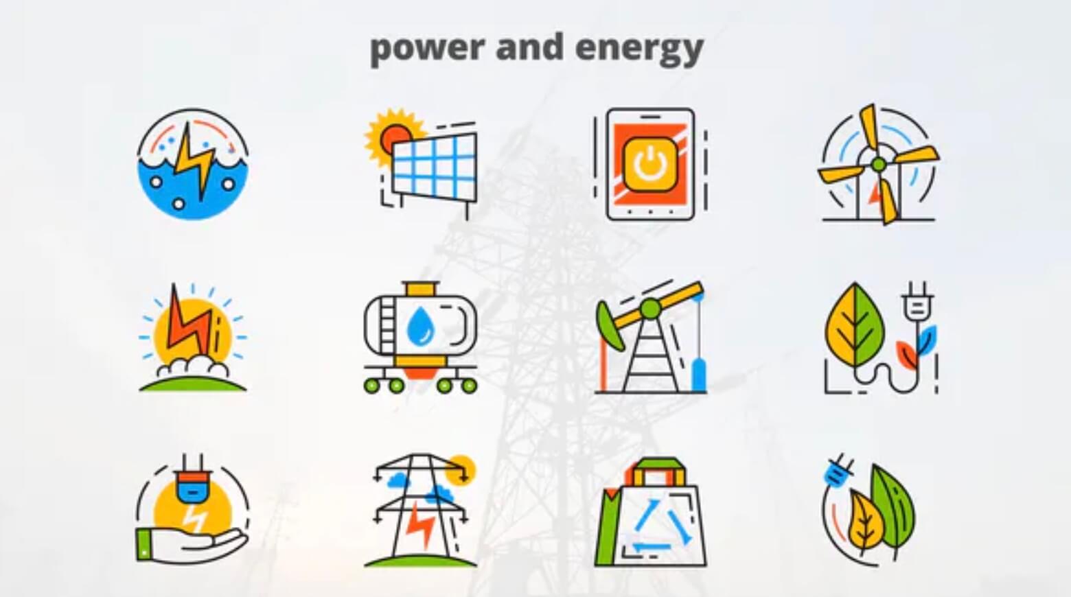 %title插图%numZ视觉AE模板-电力和能源-平面动画图标