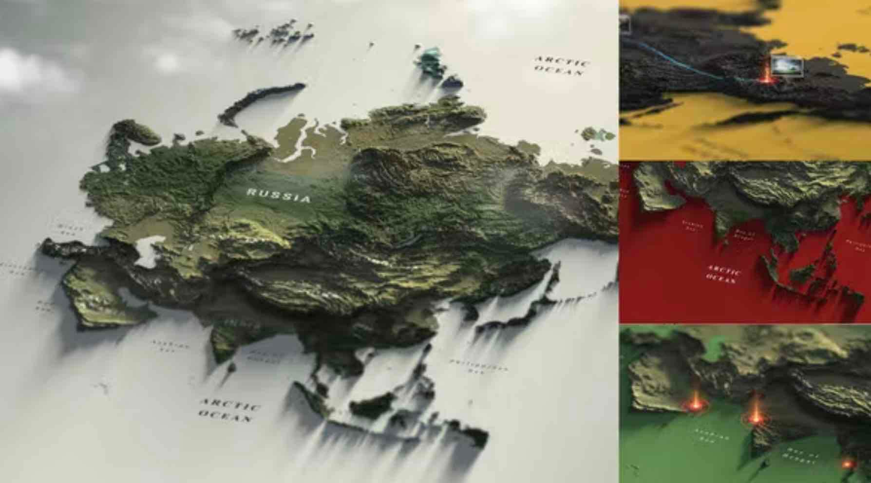 AE模板-3D亚洲地图